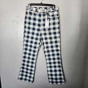Wrangler NWT Women's 29 Blue Checkered Jeans Cropped Ankle Western Gingham Plaid